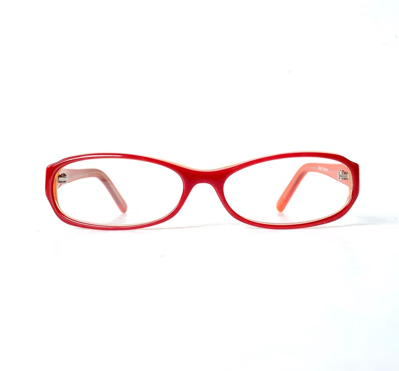 Acetate Reading Glasses 1.25 1.50 2.50 3.00 Narrow Skinny Rectangular Vintage 90s Red Orange Colorful Color Pop image 1