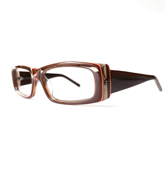 Y2K Vintage Eyeglasses Beatnik Rectangular Acetat… - image 3