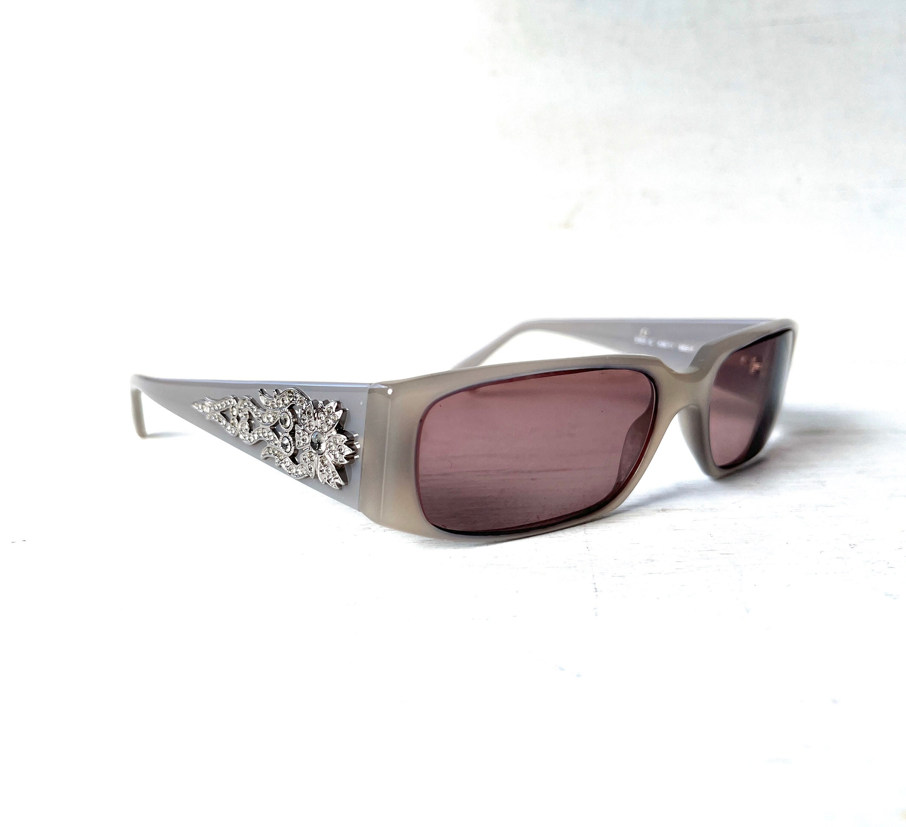Y2K Salvatore Ferragamo Skinny Acetate 1990s Vintage Smoke 