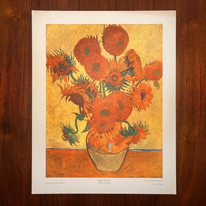 ヴィンテージ ヴァン ゴッホ リトグラフ 1960 年代 ひまわり 静物画 大型 ヴィンセント アートプリント MCM オレンジ インテリア装飾