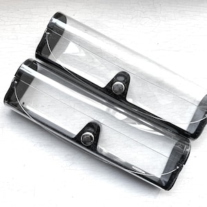 Y2K Transparant Vinyl Lenzenvloeistof Case voor Skinny Leesbril of Slanke Monturen Brillen NOS Drukknoop