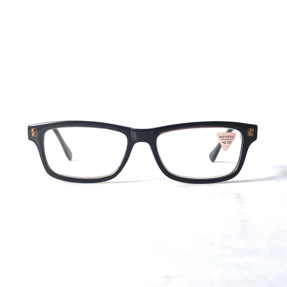 Retro +2.00 Reading Glasses Rectangular Geek Unis… - image 1