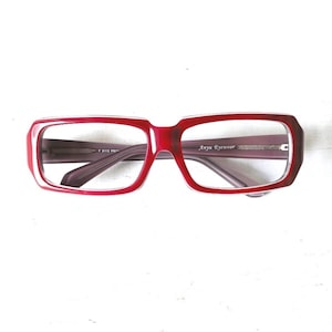 Y2K Eyeglasses Wide Fit 90s Beatnik Acetate Unisex Mid Century Mod Style Rectangular Bold Unisex Red