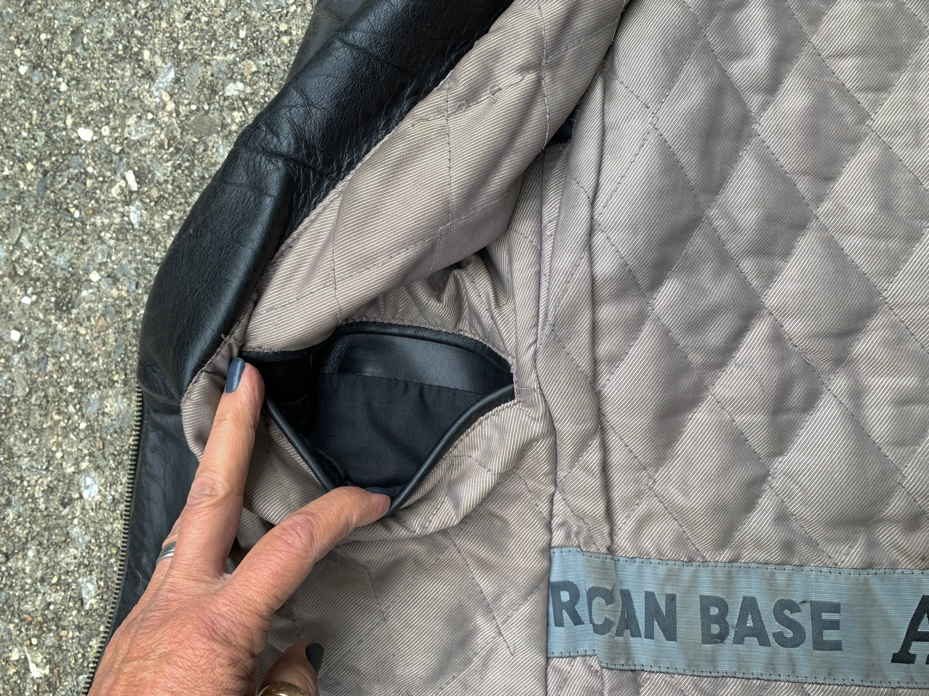 Vintage XS Thick Leather Jacket Beefy American Base Company Hip