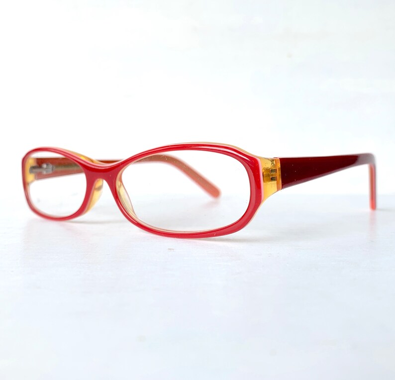 Acetate Reading Glasses 1.25 1.50 2.50 3.00 Narrow Skinny Rectangular Vintage 90s Red Orange Colorful Color Pop image 7