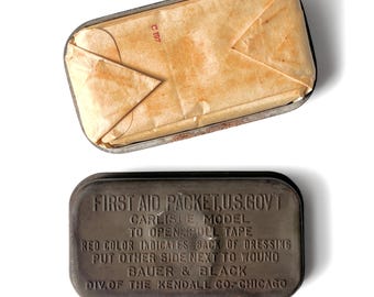 US ARMY WWII First Aid Kit Service Men’s Essential Safety Military Issue Field Supplies