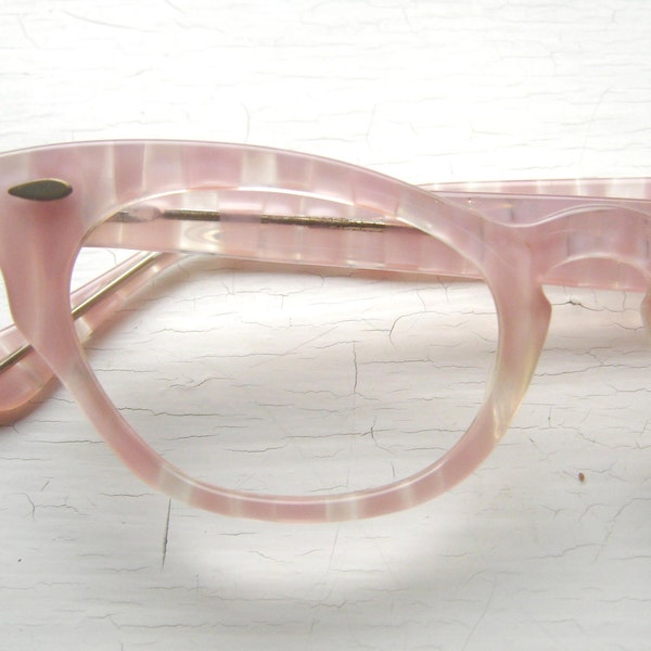 50's Cat Eye Eyeglass Frames Pink Striped Eyeglasses