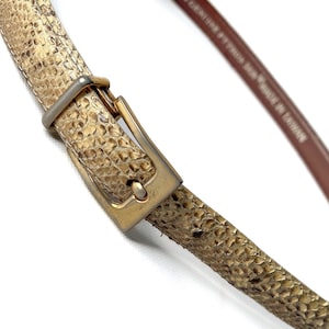 Vintage 1980's JANA Python Snakeskin Size 31 Genuine Reptile Skin Skinny Leather Belt for MAGID Taiwan