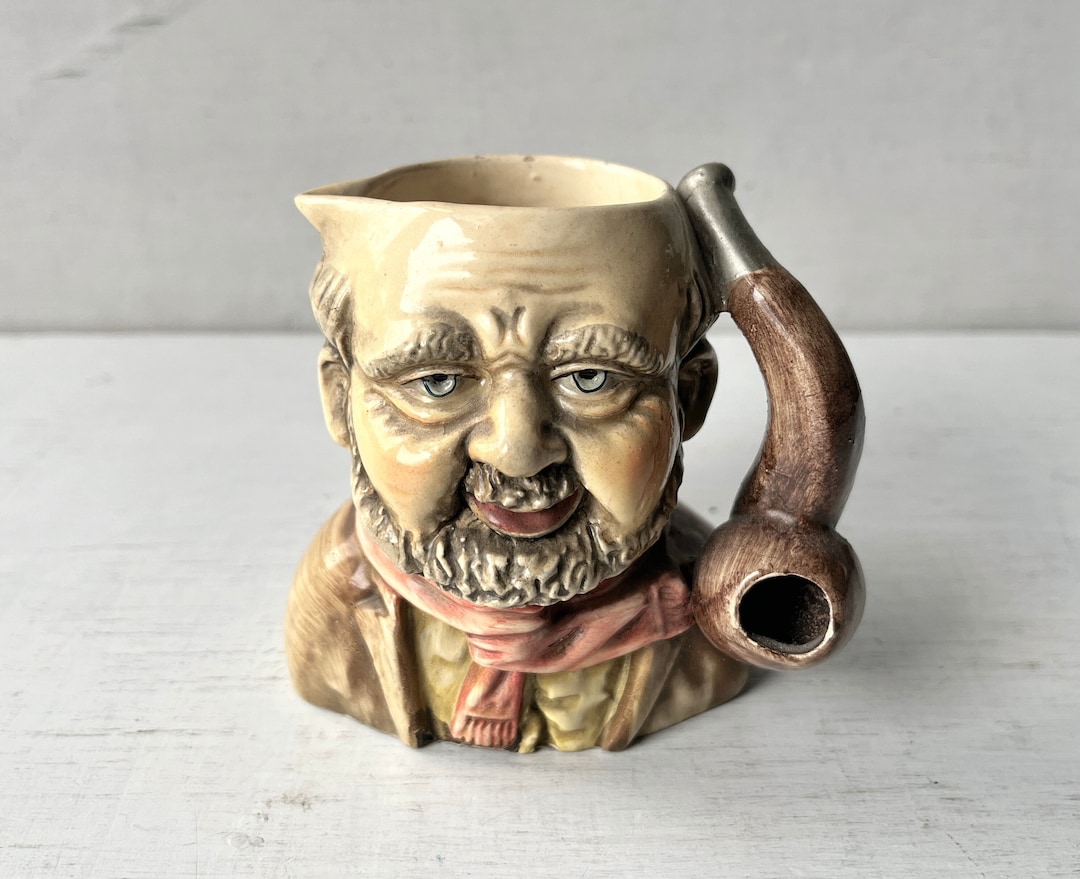 Toby Handle Vintage Toby Jug Ceramic Cup W Tobacco Pipe Handle Bearded Old Man ...