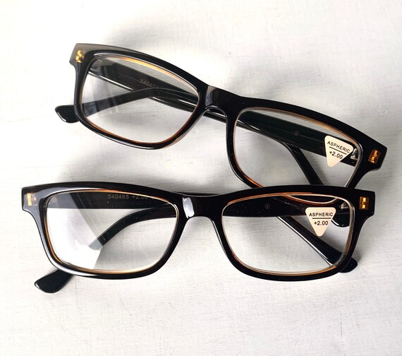 Retro +2.00 Reading Glasses Rectangular Geek Unis… - image 4