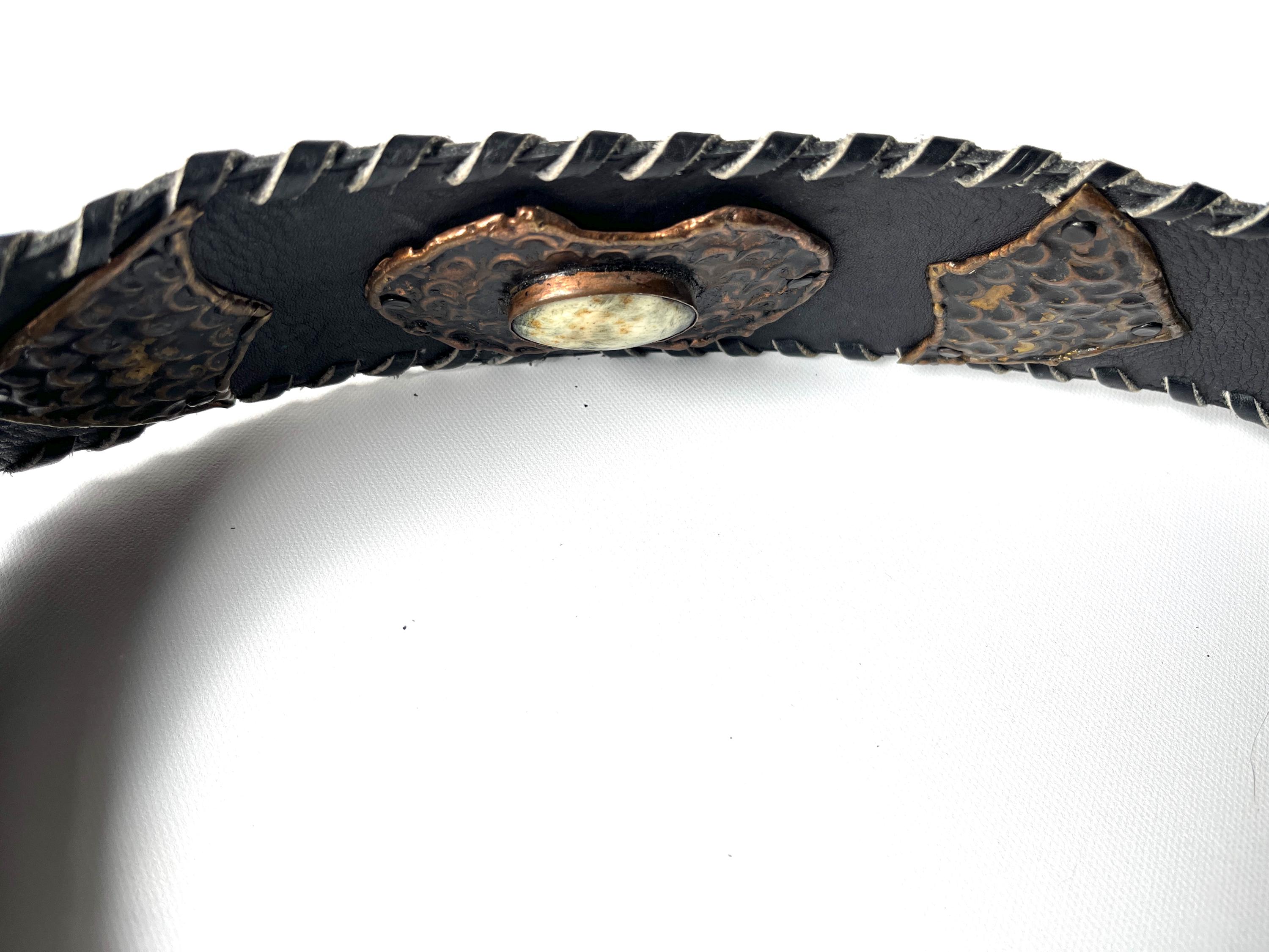 Vintage 80s Julia Deperalta 30in Cowhide Leather Belt Agate  display picture 1