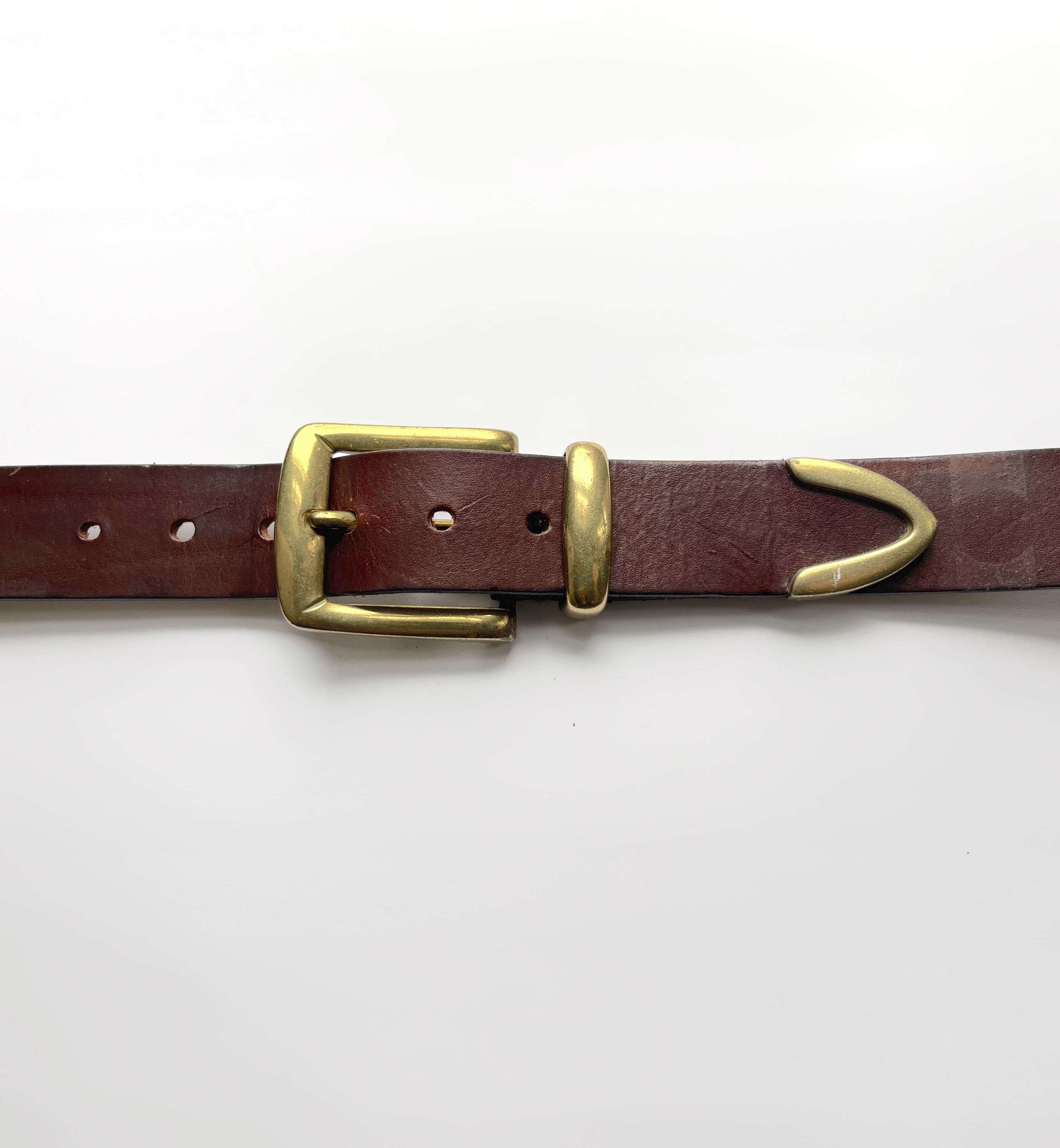 Vintage the RITZ 37in Western Leather Belt Brass Buckle - Etsy display picture 2
