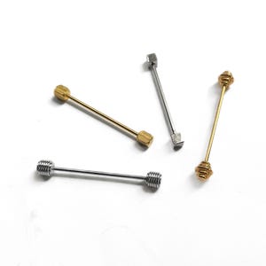 Vintage Shirt Collar Bar Bell Pins Screw Ends Gold & Silver Tone Set of 4