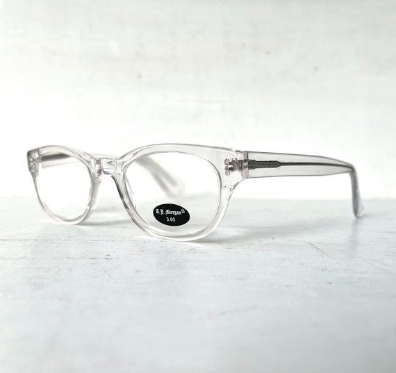 Acetate +3.00 Vintage Reading Glasses Crystal Cle… - image 5