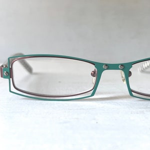 Vintage Skinny +1.25 Reading Glasses Metal/Acetate Slim Double Rim Eyeglasses Wide Fit Head 1990s Dead Stock