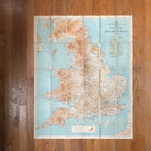 Vintage carte pliante de l'Angleterre 38 x 30