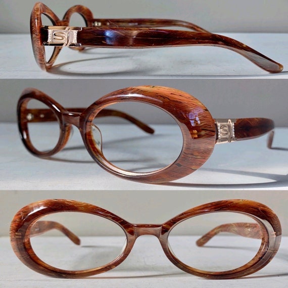 Wide Acetate Frame 1990s Vintage Deep Caramel Aub… - image 5