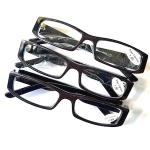 レトロ 3pr 老眼鏡 +1.50 若干の傷あり スキニー レトロ プチフィット 細身 なめらか スリム 長方形 ユニセックス ブラック/ブラウン アセテート チーター
