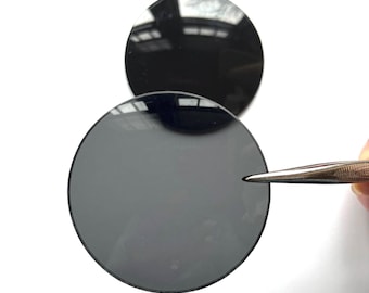 Vintage 52mm Sunglasses Lens Pair Round Tinted Dark Grey Convex Replacement Lenses