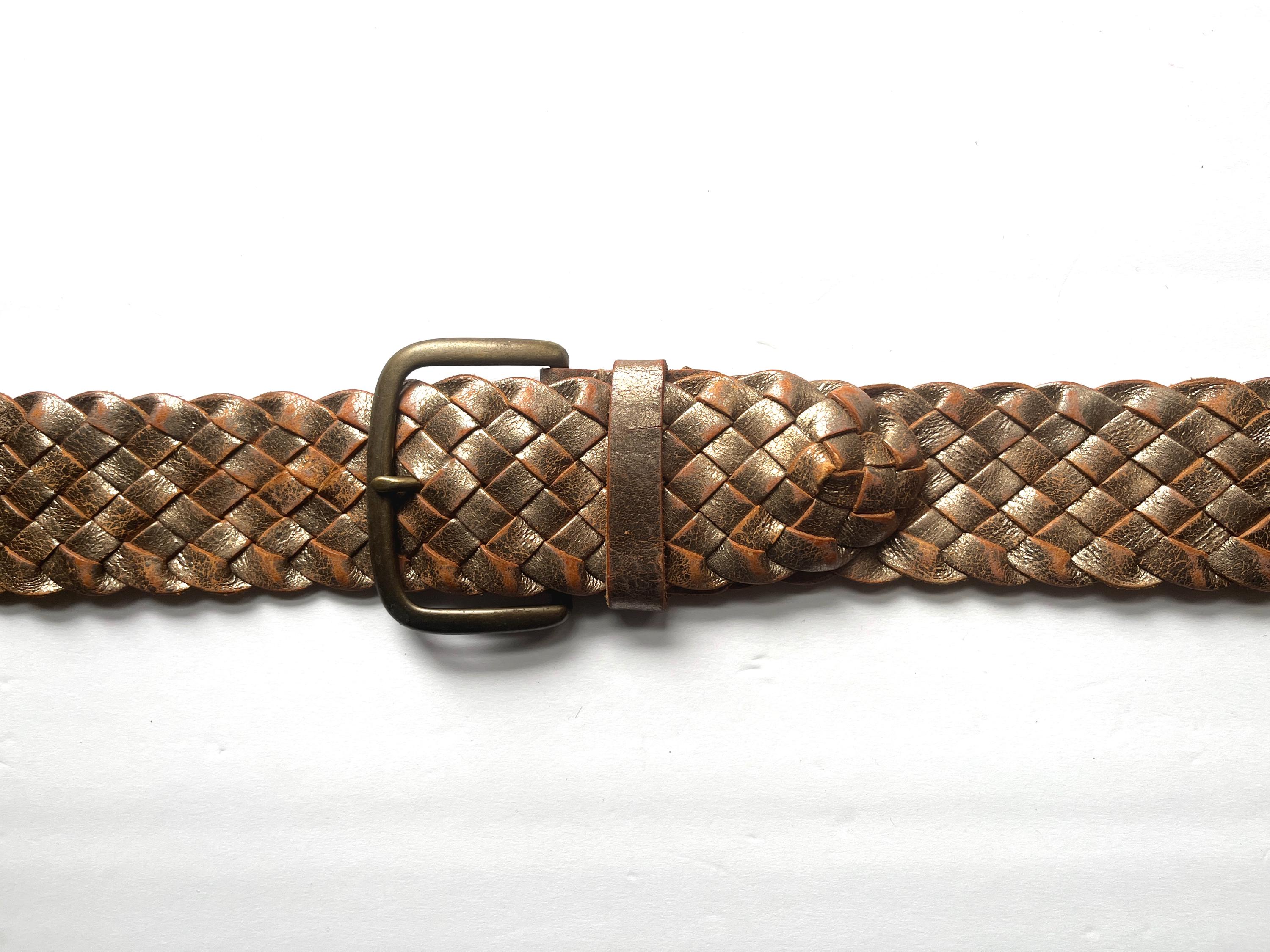 Rare vintage leather belt by Julia DePeralta. Vintage Snakeskin 35in Brown/black Leather Belt Coiled Snake  main image 2