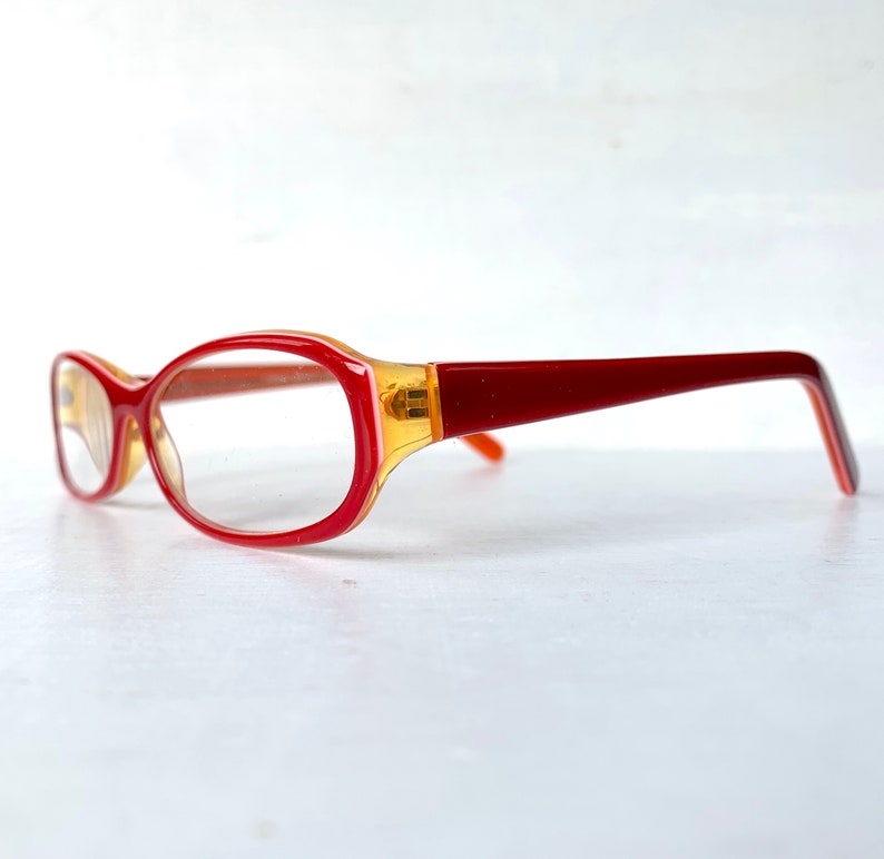 Acetate Reading Glasses 1.25 1.50 2.50 3.00 Narrow Skinny Rectangular Vintage 90s Red Orange Colorful Color Pop image 9