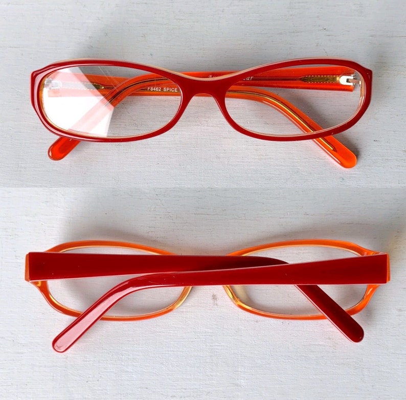 Acetate Reading Glasses 1.25 1.50 2.50 3.00 Narrow Skinny Rectangular Vintage 90s Red Orange Colorful Color Pop image 5