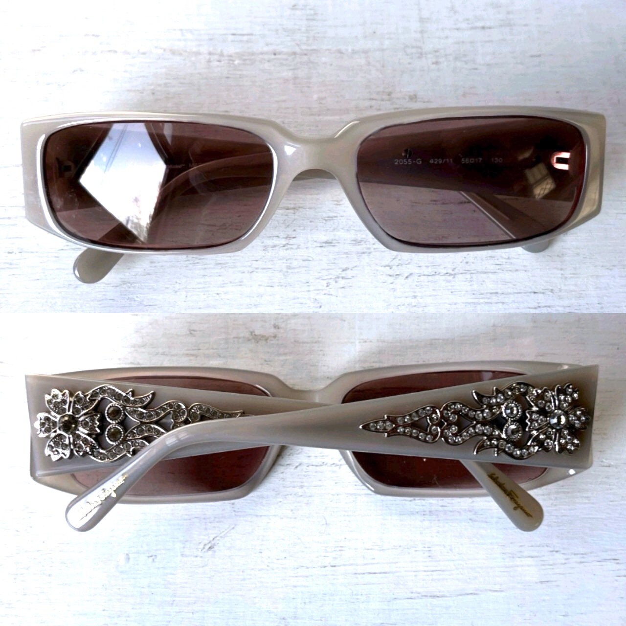 Vintage Ferragamo Sunglasses with Rhinestones Vintage Y2K 90s Red Ferragamo Rhinestone Studded Sunglasses  main image 2
