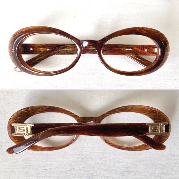 Wide Acetate Frame 1990s Vintage Deep Caramel Aub… - image 4