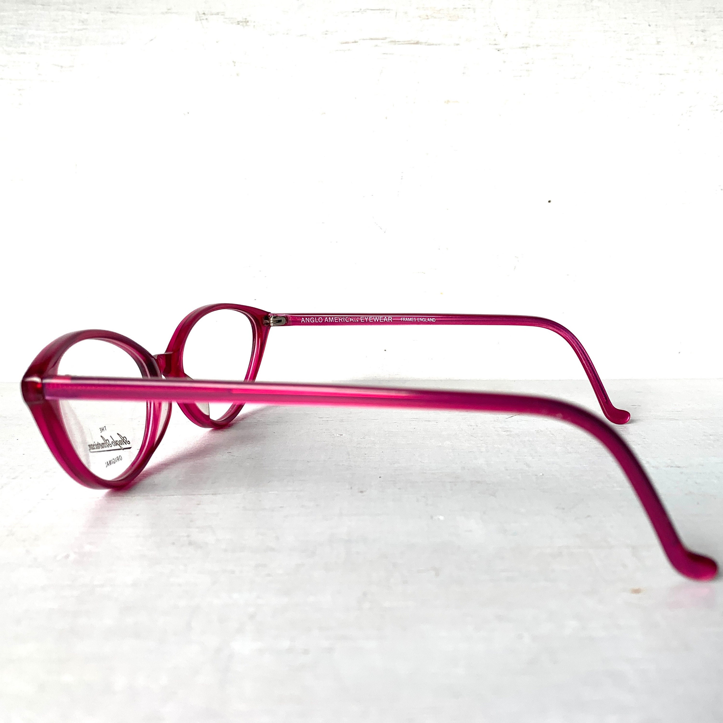 Anglo American Eyewear Vintage Hot Pink Fuchsia Cat Eye MOD 246 FUPL England Fuchsia Oval Cat Eye Scalloped Sunglasses – Charming Charlie main image 4