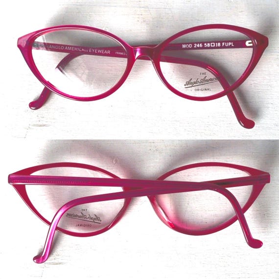 Anglo American Eyewear Vintage Hot Pink Fuchsia Cat Eye MOD 
