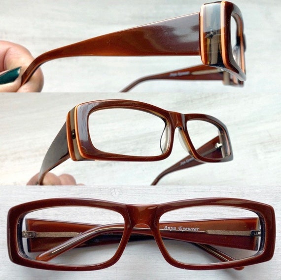 Y2K Vintage Eyeglasses Beatnik Rectangular Acetat… - image 8