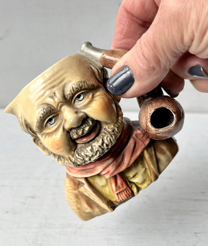 Toby Handle Vintage Toby Jug Ceramic Cup W Tobacco Pipe Handle Bearded Old Man ...