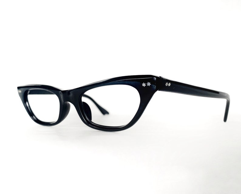 46-24-140 French Tapered Square Horn Rim Cat Eye Glasses Eyeglass 50/'s Vintage NOS Frames Double Star Studs OOAK HORACE E I France