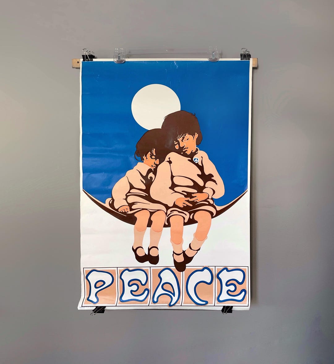 Vintage Mario Rivoli PEACE Poster 1971 Love Pop Art Hippie Movement ...