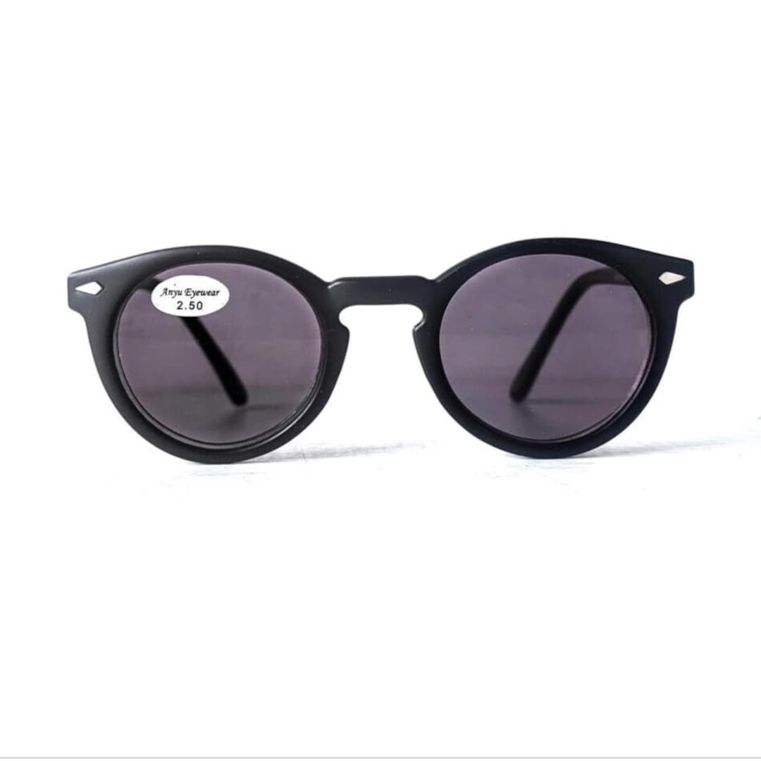 Retro Sun Reader +2.50 Petite Fit Reading Sunglasses Matte Black Round ...