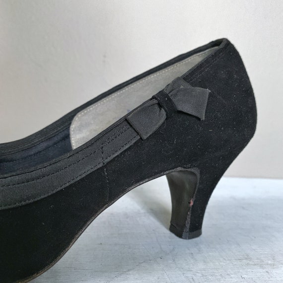 60s Selby Suede u0026 Satin Low Heel Closed Black Church Shoes - Etsy