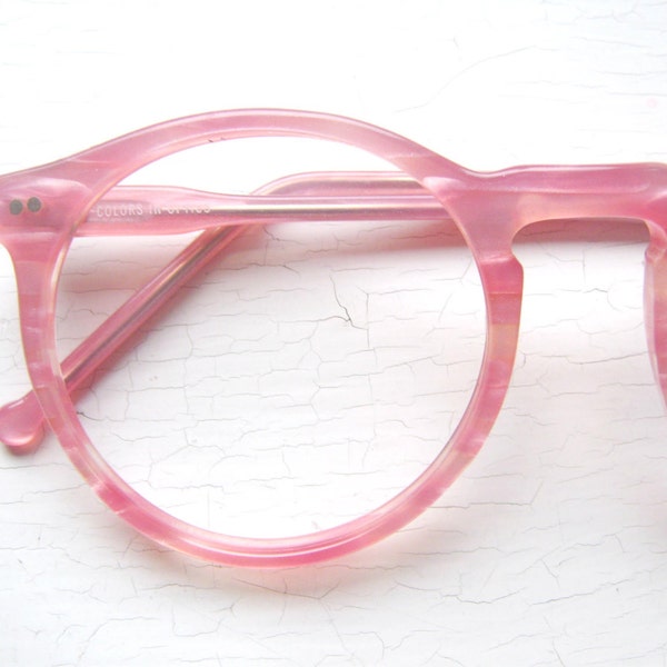 80's Colors in Optics Oversized Peabody Pink Pearlized Eyeglass Frames USA
