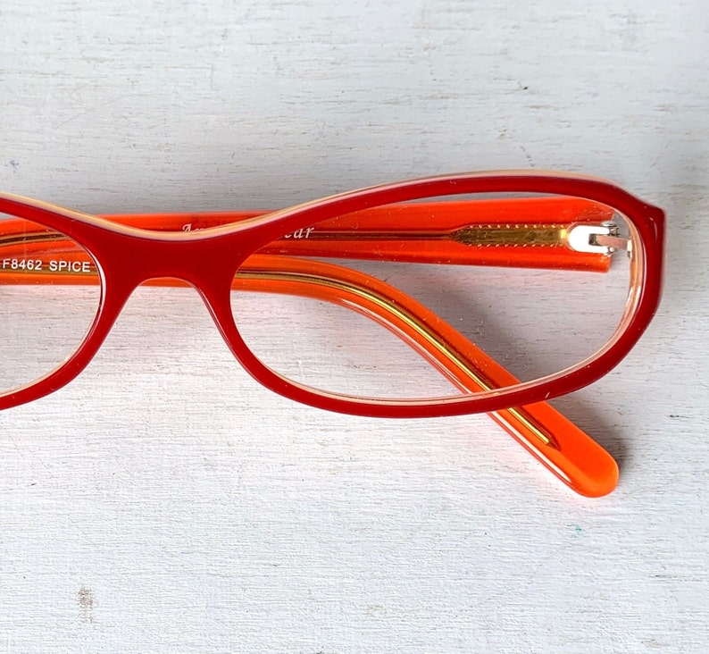 Acetate Reading Glasses 1.25 1.50 2.50 3.00 Narrow Skinny Rectangular Vintage 90s Red Orange Colorful Color Pop image 2