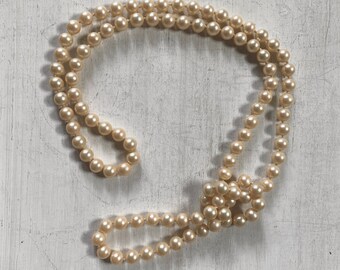 38” 8mm Glass Knotted Vintage Pearl Necklace