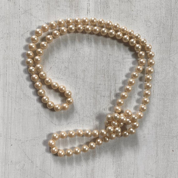 38” 8mm Glass Knotted Vintage Pearl Necklace - image 1