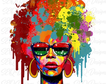Graffiti Afro Splatter Black Woman Sublimation Transfer