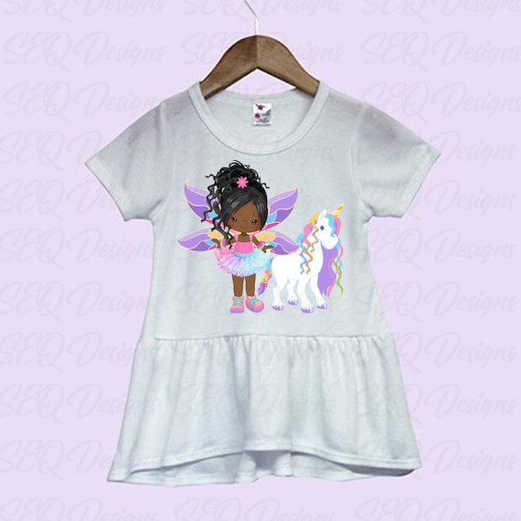 African American Fairy Unicorn Girls Toddler Peplum Top