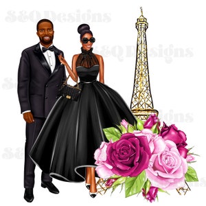 Trasferimento a sublimazione Coppia nera a Parigi Coppia afroamericana
