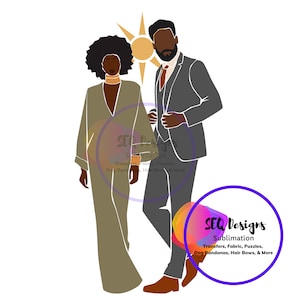 Sublimation Transfer Black Couple African American Abstract Couple Transfer