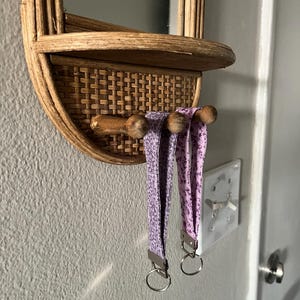 Purple Floral Wristlet Keychain Key Fob | Dainty Feminine Themed Fabric Keychains | Handmade Gift for Her | Stocking Stuffer for New Driver