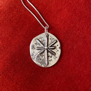 Handcrafted Recycled Fine Silver Starburst Pendant Celestial Charm