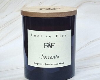 Raspberry, Jasmine & Musk Scented Candle | Coconut Rapeseed Wax in 30cl Amber Jar | Summer Fragrance