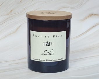 Summer Berries, Rhubarb & Vanilla Scented Candle | Coconut Rapeseed Wax  in 30cl Amber Jar | Fruity Summer Fragrance