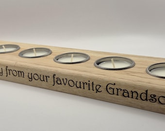 Solid Oak Tealight Holder | 6 tealights | Slim Design | Handmade in Warwickshire | Wooden Candle Holder