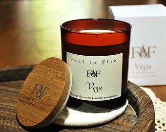 Orange Blossom, Jasmine & Amber Scented Candle| Coconut Rapeseed Wax| Vegan Friendly| Handmade Gift Box| 30cl Amber Jar